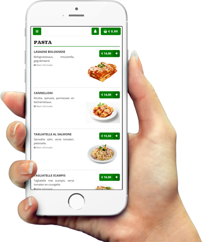 Voorbeeld van onze app op smartphone